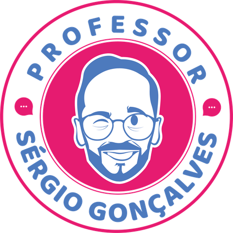 Selo Professor Sérgio Gonçalves: a caricatura dele, de óculos, piscando